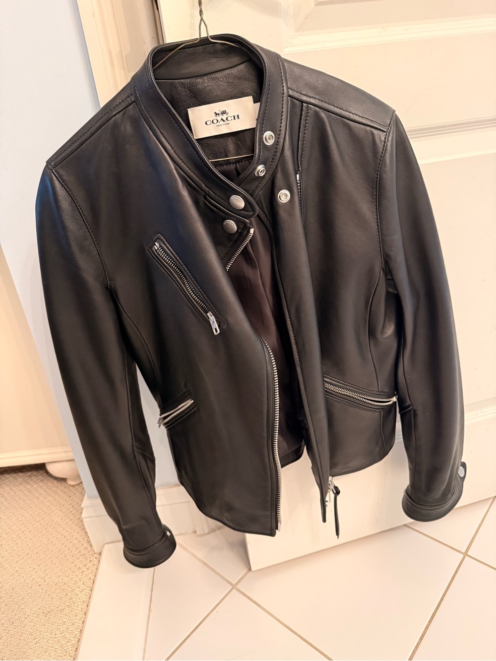 Coach Women’s Black Leather Moto Jacket